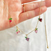 Jewelry Copper Zircon Fruit Pattern Cross Chain Necklace For Women Set With Precious Stones
