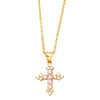 Jewelry Copper Zircon Geometric Cross Pendant Necklace Women Ochain