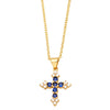 Jewelry Copper Zircon Geometric Cross Pendant Necklace Women Ochain