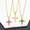 Jewelry Copper Zircon Geometric Cross Pendant Necklace Women Ochain