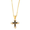 Jewelry Copper Zircon Geometric Cross Pendant Necklace Women Ochain