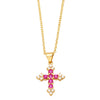 Jewelry Copper Zircon Geometric Cross Pendant Necklace Women Ochain