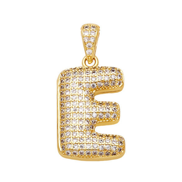 Jewelry Copper Zircon Goldplated Letter Clavicle Chain Pendant With Ochain And Electroplating Treatment