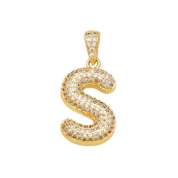 Jewelry Copper Zircon Goldplated Letter Clavicle Chain Pendant With Ochain And Electroplating Treatment