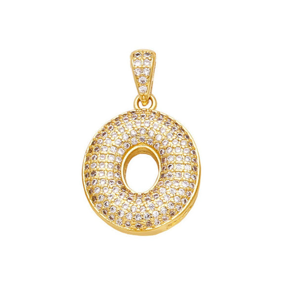 Jewelry Copper Zircon Goldplated Letter Clavicle Chain Pendant With Ochain And Electroplating Treatment