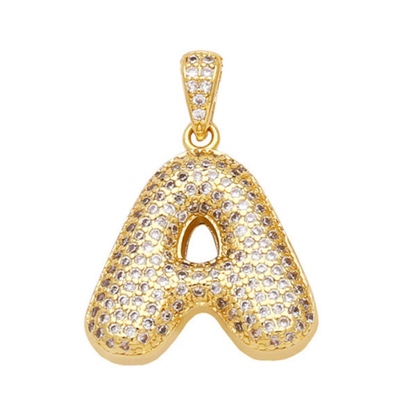 Jewelry Copper Zircon Goldplated Letter Clavicle Chain Pendant With Ochain And Electroplating Treatment