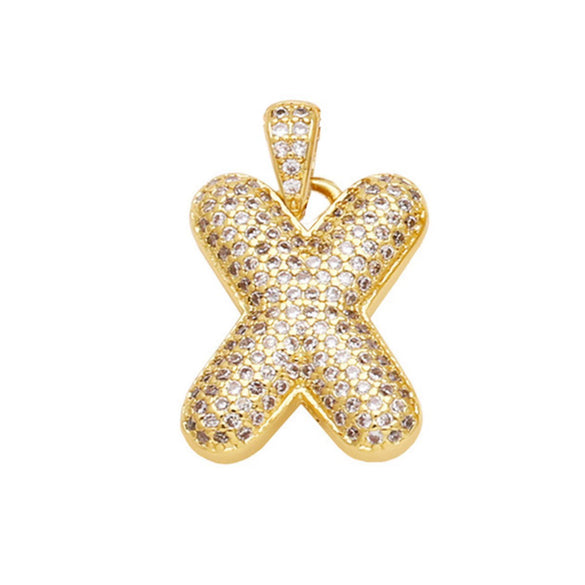 Jewelry Copper Zircon Goldplated Letter Clavicle Chain Pendant With Ochain And Electroplating Treatment