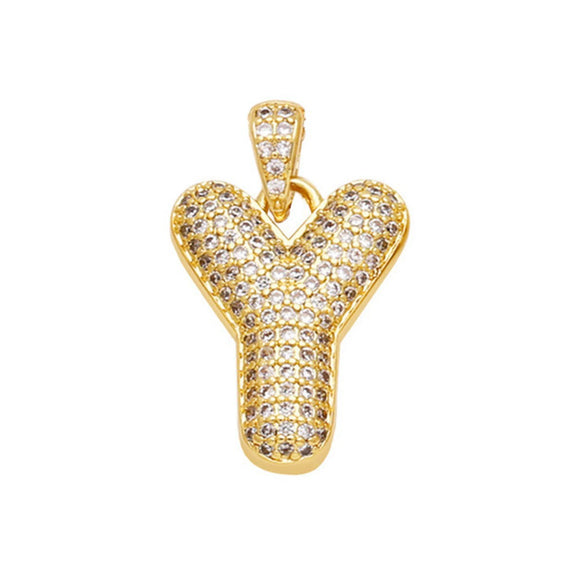 Jewelry Copper Zircon Goldplated Letter Clavicle Chain Pendant With Ochain And Electroplating Treatment