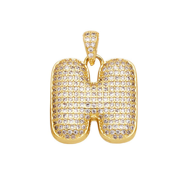 Jewelry Copper Zircon Goldplated Letter Clavicle Chain Pendant With Ochain And Electroplating Treatment