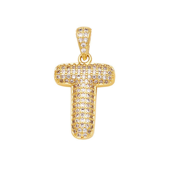 Jewelry Copper Zircon Goldplated Letter Clavicle Chain Pendant With Ochain And Electroplating Treatment