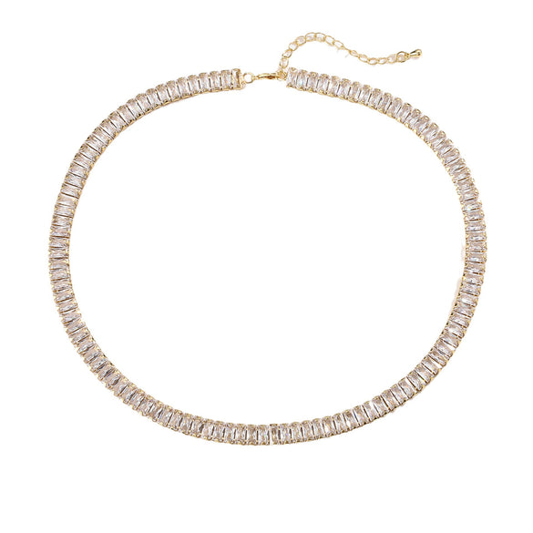 Jewelry Copper Zircon Microinlaid Geometric Light Luxury Necklace Box Chain