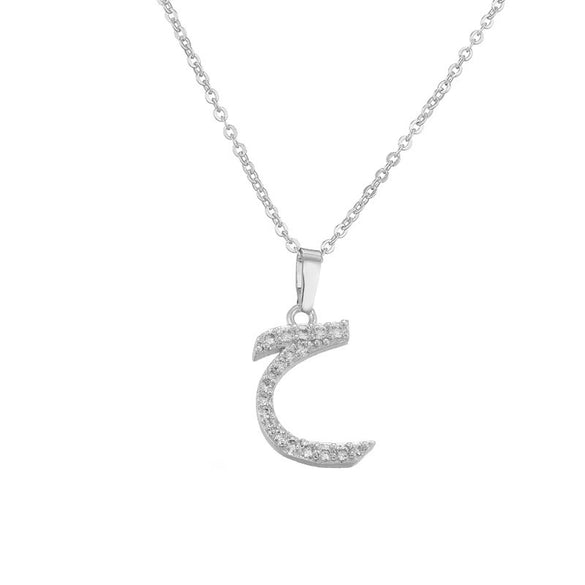 Jewelry Copper Zirconia Arabic Letter Pendant Necklace Personality Hip Hop O Chain