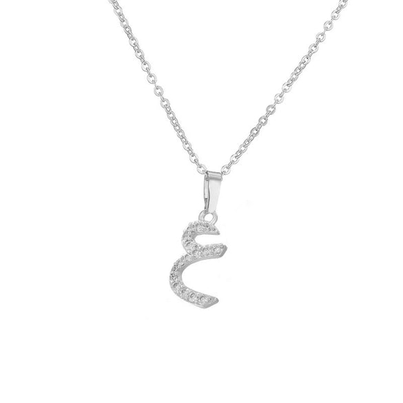 Jewelry Copper Zirconia Arabic Letter Pendant Necklace Personality Hip Hop O Chain