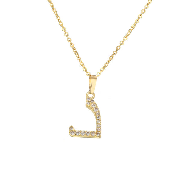 Jewelry Copper Zirconia Arabic Letter Pendant Necklace Personality Hip Hop O Chain