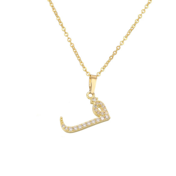 Jewelry Copper Zirconia Arabic Letter Pendant Necklace Personality Hip Hop O Chain