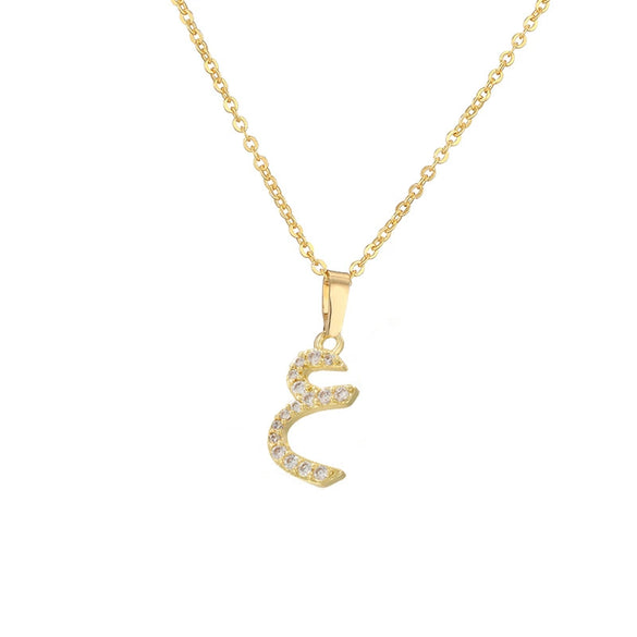 Jewelry Copper Zirconia Arabic Letter Pendant Necklace Personality Hip Hop O Chain