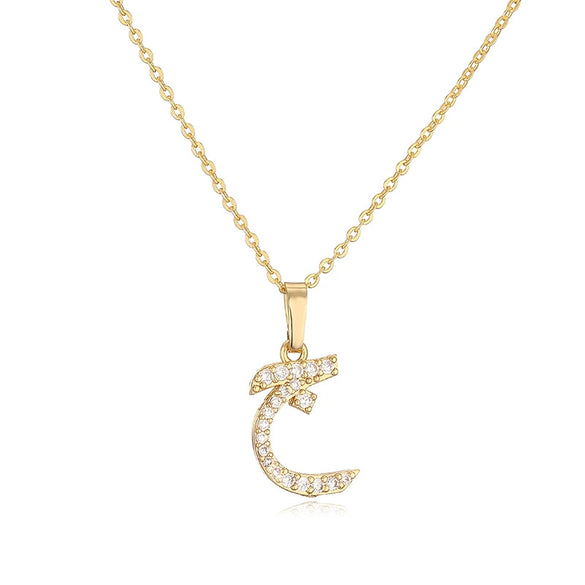 Jewelry Copper Zirconia Arabic Letter Pendant Necklace Personality Hip Hop O Chain