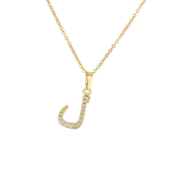 Jewelry Copper Zirconia Arabic Letter Pendant Necklace Personality Hip Hop O Chain