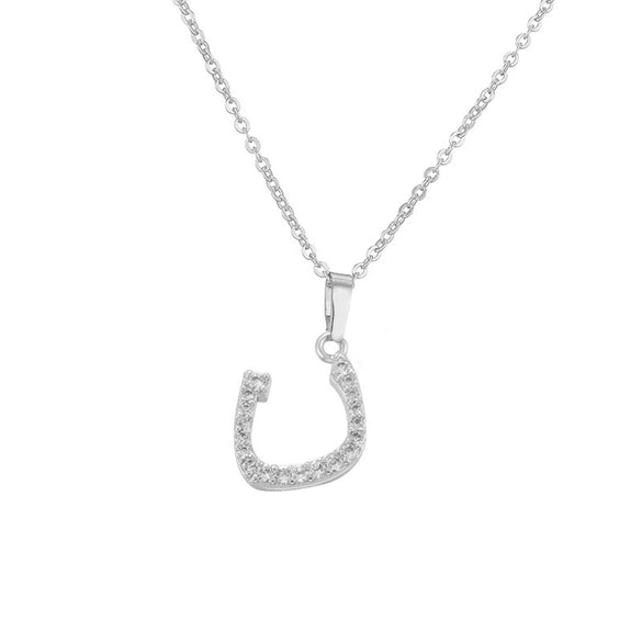 Jewelry Copper Zirconia Arabic Letter Pendant Necklace Personality Hip Hop O Chain