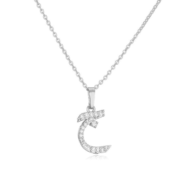 Jewelry Copper Zirconia Arabic Letter Pendant Necklace Personality Hip Hop O Chain