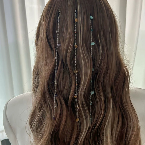 Jewelry Copperclad Iron Chain Turquoise Crystal Electroplated Sweet Style Hairpin