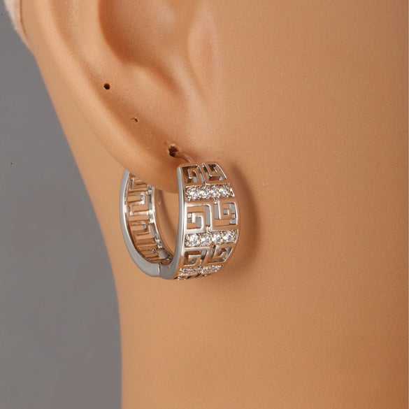 Jewelry Copperzinc Alloy Inlaid Zircon Geometric Pattern Circle Earrings For Women With Electroplating