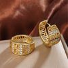 Jewelry Copperzinc Alloy Inlaid Zircon Geometric Pattern Circle Earrings For Women With Electroplating