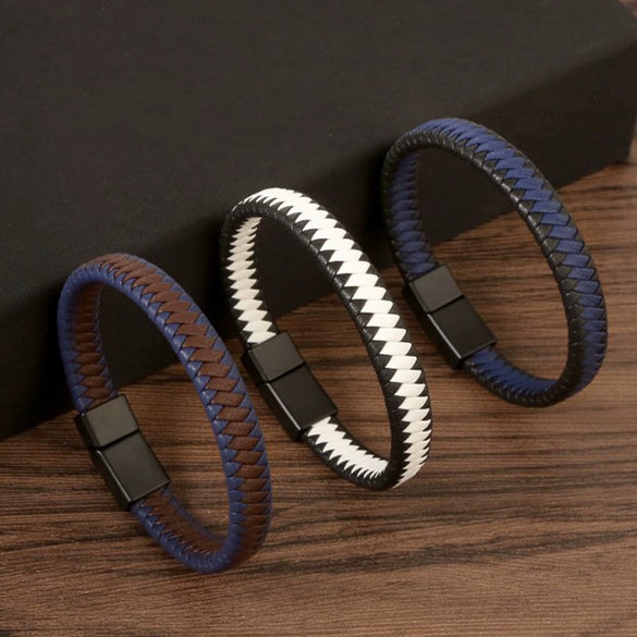 Jewelry Couple Bracelets Microfiber Leather Stainless Steel Magnetic Buckle Electroplating Original Design