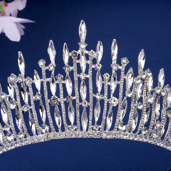 Jewelry Court Style Light Luxury Alloy Crystal Hairband Crown Electroplated For Women