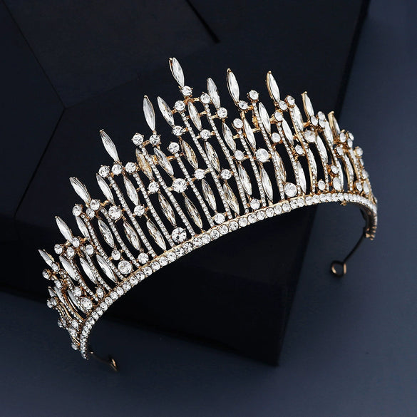 Jewelry Court Style Light Luxury Alloy Crystal Hairband Crown Electroplated For Women