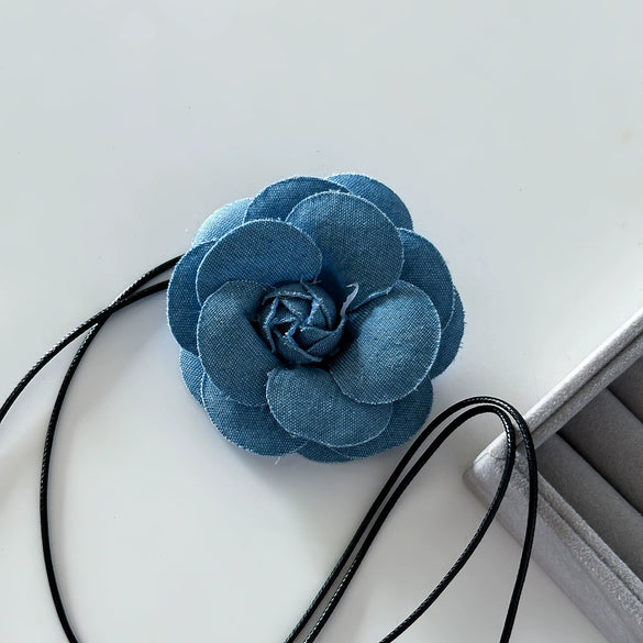 Jewelry Cowboy Denim Chocker With Geometric And Flower Pattern Handmade Multilayer Tassel Necklace