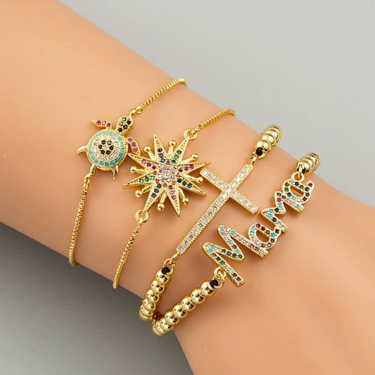 Jewelry Creative Crossshaped Copper Women's Bracelet With Microinlaid Zircon