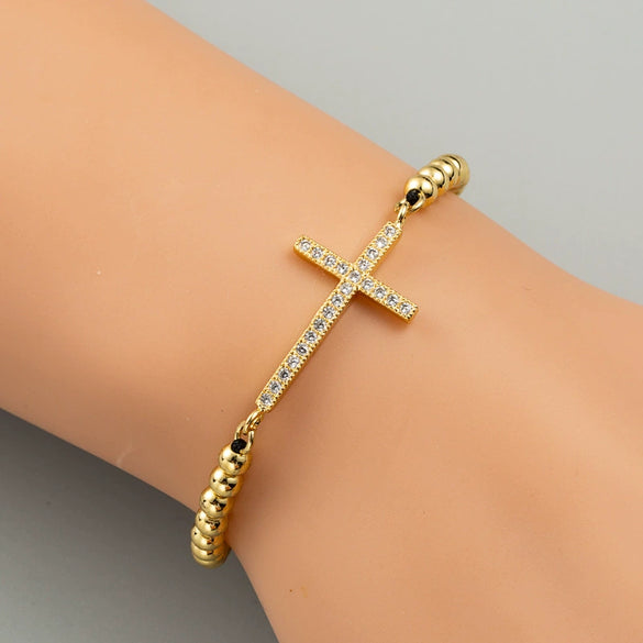Jewelry Creative Crossshaped Copper Women's Bracelet With Microinlaid Zircon