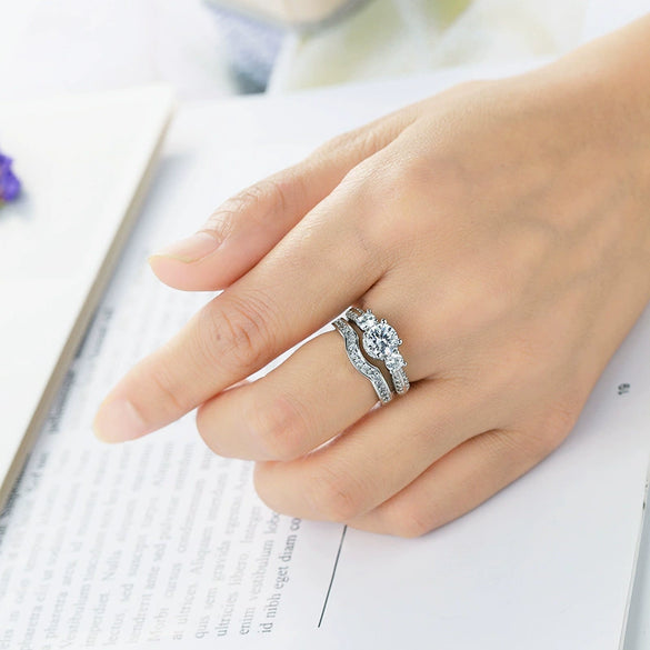 Jewelry Creative White Zircon Copper Geometric Electroplating Unisex Couple Ring