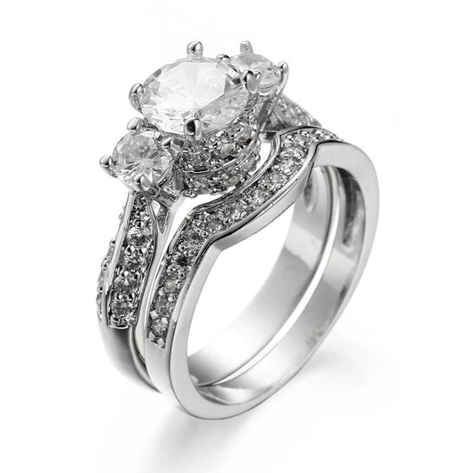 Jewelry Creative White Zircon Copper Geometric Electroplating Unisex Couple Ring