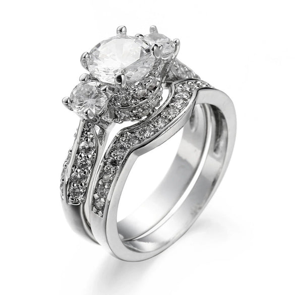 Jewelry Creative White Zircon Copper Geometric Electroplating Unisex Couple Ring