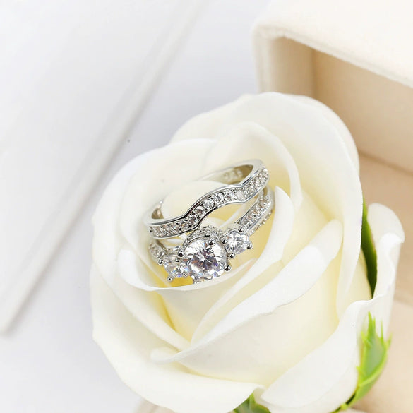 Jewelry Creative White Zircon Copper Geometric Electroplating Unisex Couple Ring