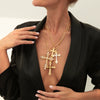 Jewelry Cross Imitation Pearl Alloy Acrylic Diamond Geometric Handmade Electroplated Necklace For Women