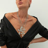 Jewelry Cross Imitation Pearl Alloy Acrylic Diamond Geometric Handmade Electroplated Necklace For Women
