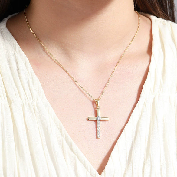 Jewelry Cross Pendant Necklace Alloy Gold Plated Electroplated Style