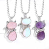 Jewelry Crystal Agate Cat Pendant Necklace Copper Ball Chain Retro Fashion Electroplated Women's