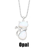 Jewelry Crystal Agate Cat Pendant Necklace Copper Ball Chain Retro Fashion Electroplated Women's