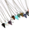 Jewelry Crystal Agate Pendant Necklace Geometric Hexagonal Column Conical Design