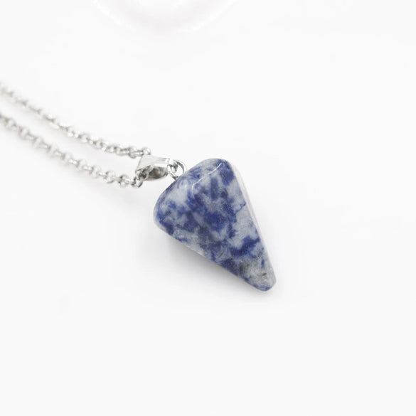 Jewelry Crystal Agate Pendant Necklace Geometric Hexagonal Column Conical Design