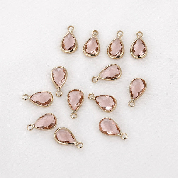Jewelry Crystal Glass Transparent Phnom Drop Cutting Surface Metal Electroplating Matching Material