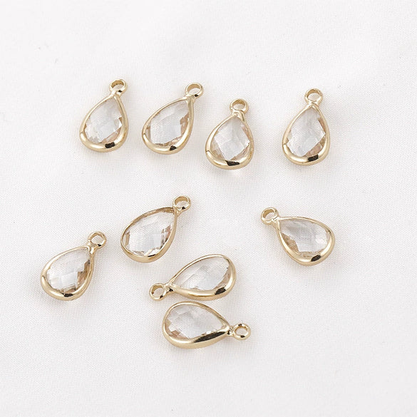 Jewelry Crystal Glass Transparent Phnom Drop Cutting Surface Metal Electroplating Matching Material