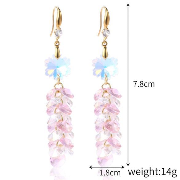 Jewelry Crystal Light Luxury Geometric Water Drop Earrings For Women