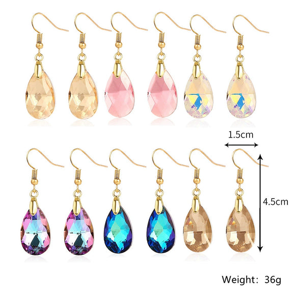 Jewelry Crystal Light Luxury Geometric Water Drop Earrings For Women