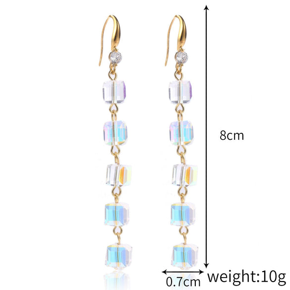 Jewelry Crystal Light Luxury Geometric Water Drop Earrings For Women