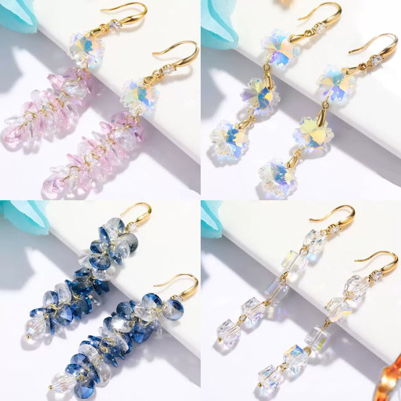 Jewelry Crystal Light Luxury Geometric Water Drop Earrings For Women